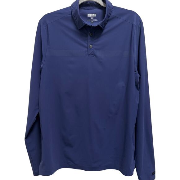 Rhone Men's Tech Long Sleeve Stretch Golf Polo in True Navy Size Medium - Picture 1 of 6
